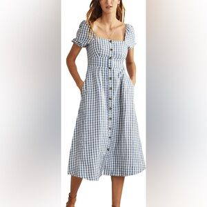 Boden Blue and White A-Line Midi Dress
